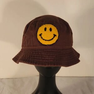 Smile face bucket hat‎ unisex brown streetwear fashion cool